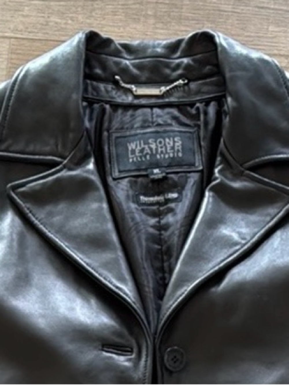Wilsons Leather Black Leather Button-Front Coat - Picture 4 of 9